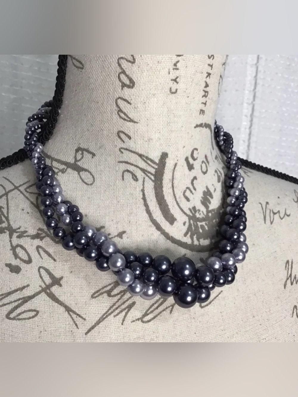 Triple Strand Faux Pearl Necklace